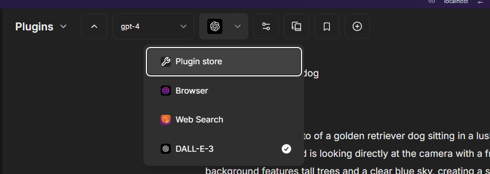 DALL-E plugin selection