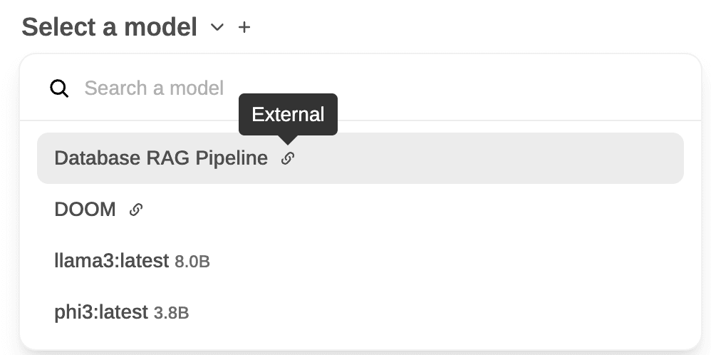 Pipe selection (taken from the Open
WebUIdocs)