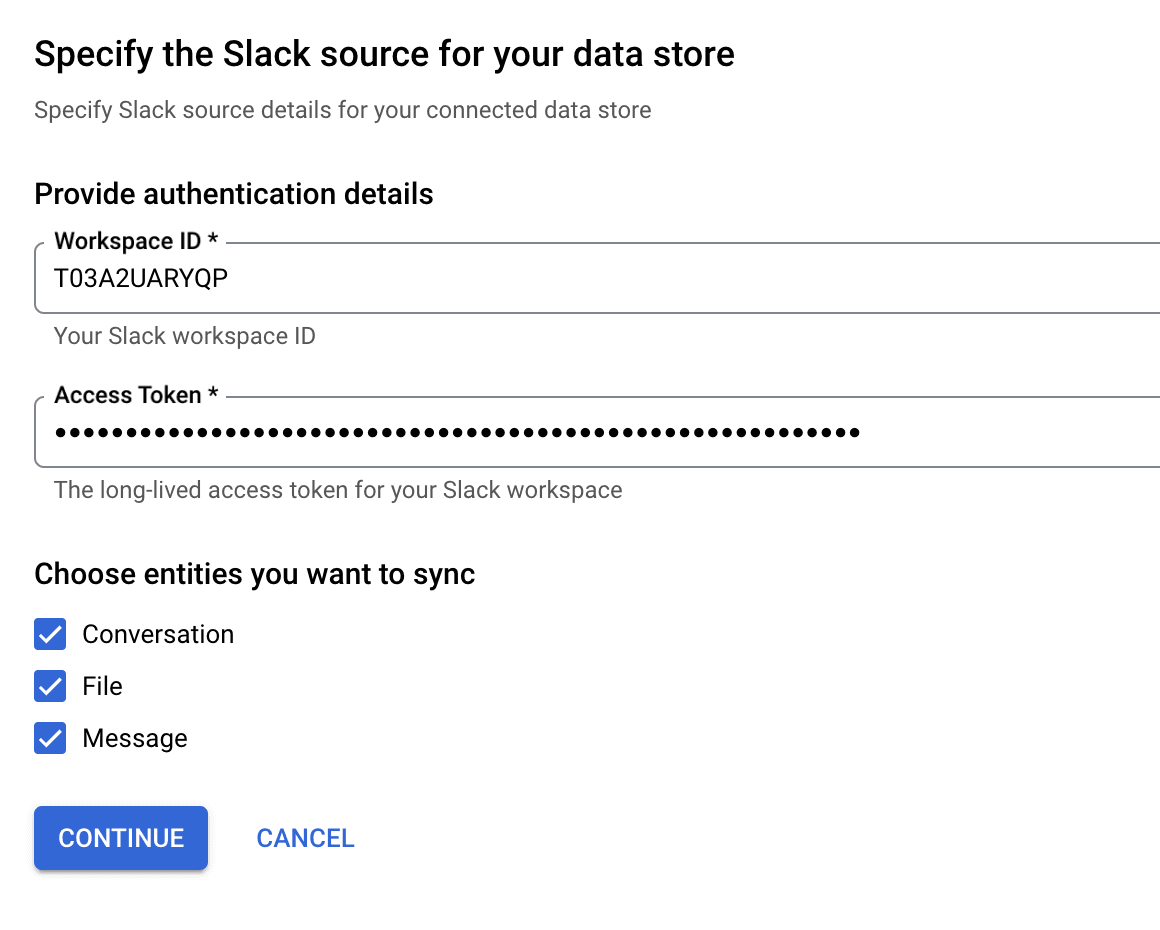 Slack Data Store
Configuration